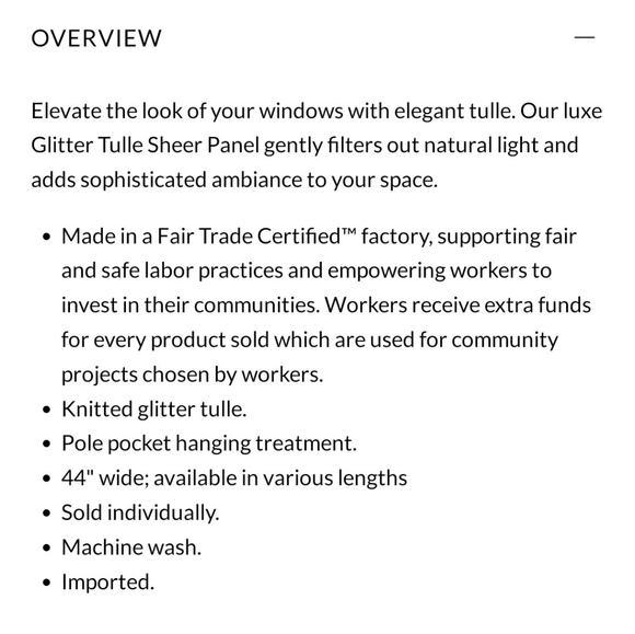 POTTERY BARN/TEEN SPARKLE TULLE SIZE 44×108 NEW NEVER USED - Picture 7 of 12